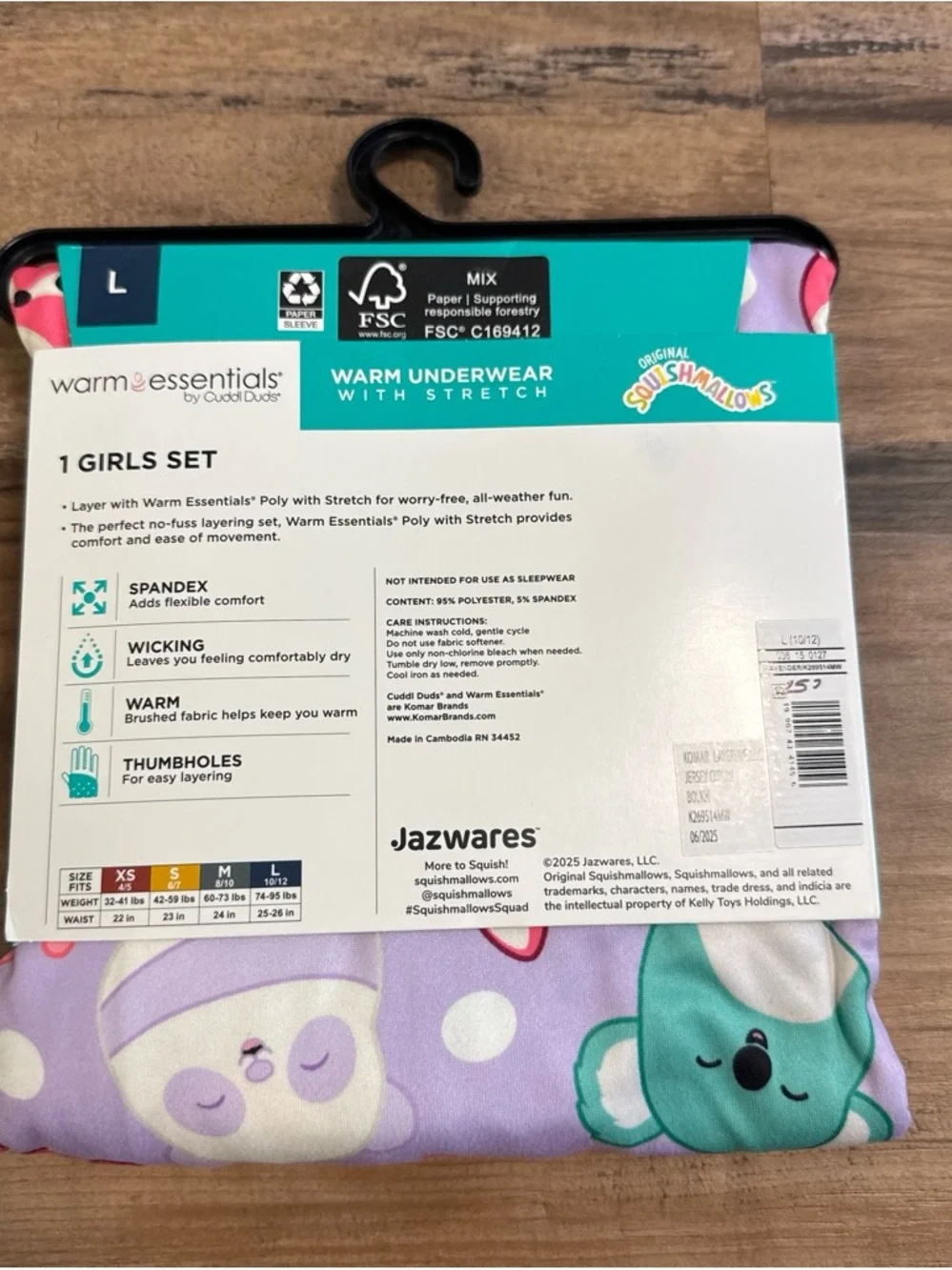 Cuddl Duds Girls Pajama Set - Purple with Pink and Teal Squishmallows